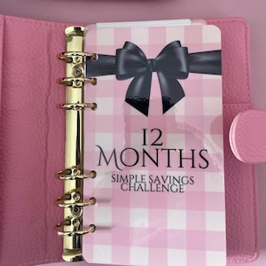 Black Bow A6 Budget Binder: 12 Month Savings Challenge with Envelopes image 1