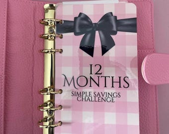 Black Bow A6 Budget Binder: 12 Month Savings Challenge with Envelopes