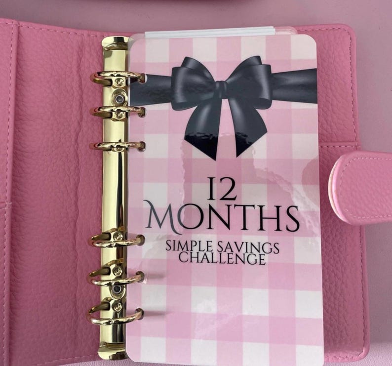 Black Bow A6 Budget Binder: 12 Month Savings Challenge with Envelopes image 1