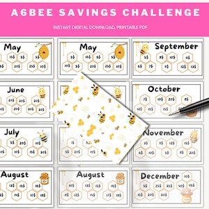 Bee Savings Challenge: A6 Budget Tracker (Digital Download)