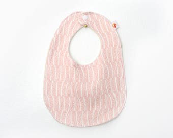 Organic Bib   - SALE  - Baby Bib - Baby Gift - Handmade Bib - Pink Feathers