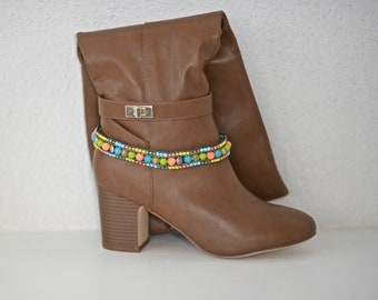 Handmade Boot Bracelet with Beads with Button Closer