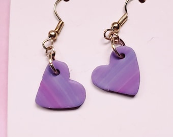 Elegant Tiny Purple Heart Earrings, by Styx River Art