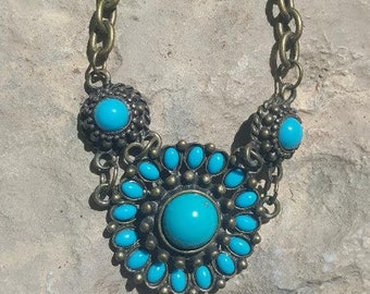 Southwestern Inspired Necklace with Beautiful Faux Turquoise colored stones, by Styx