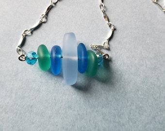 Ocean Inspired Jewelry with Beach Glass, Handmade Women's Necklaces, Beach Glass Jewelry by Styx