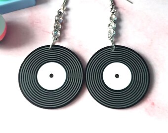 Vinyl Record Album Earrings Music Lover Earrings Vinyl Record Jewelry Dangle Earrings Album Earrings by Styx