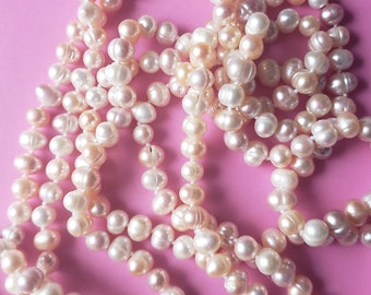 Genuine Water Pearl Necklace, Super Long, Lovely Elegant Pearls, Wedding Pearls or for Everyday!