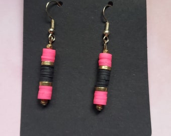 Pink and Black Earrings by Styx