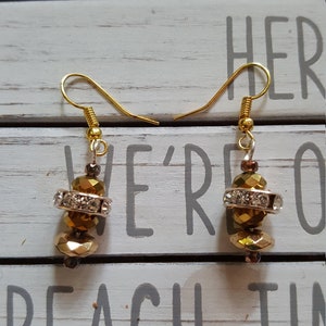 Gold Crystal Drop earrings In Our Night Moves Jewelry collection, Hand Made Jewelry by Styx River Art, Unique Jewelry Designs in Michigan