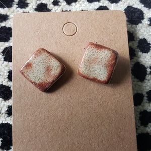 Coffee Latte Stud Earrings, Ceramic Coffee Earrings Latte earrings Cappuccino Mocha Coffee Bean Earrings by Styx River Art
