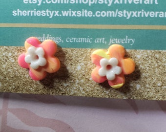Flower Stud Earrings by Artisan Styx, Handmade and ship fast!