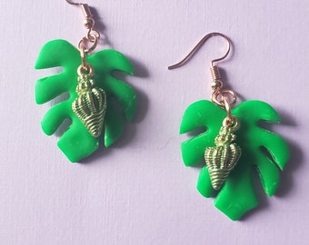 Palm Leaf Tree Earrings, Tropical Palm Earrings, Vacation, Spring Break, Beach Earrings by Styx