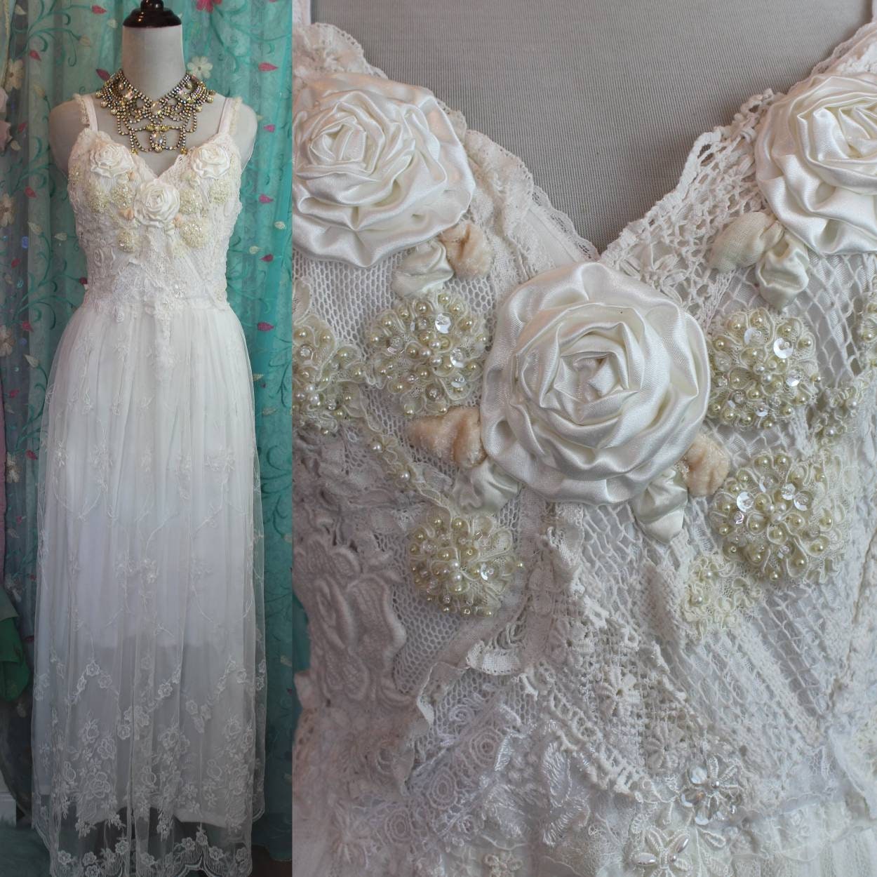 Ethereal Wedding Dress Vintage Italian Lace Corset Sz Small Etsy