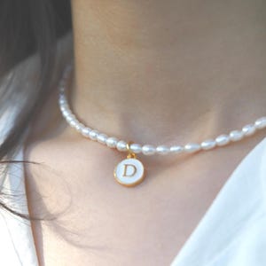 Personalized Freshwater Rice Pearl Necklace, 5mm Bead Tiny Pearls, Bridal Choker Necklace, Dainty Mini Gift Idea Minimalist Necklace