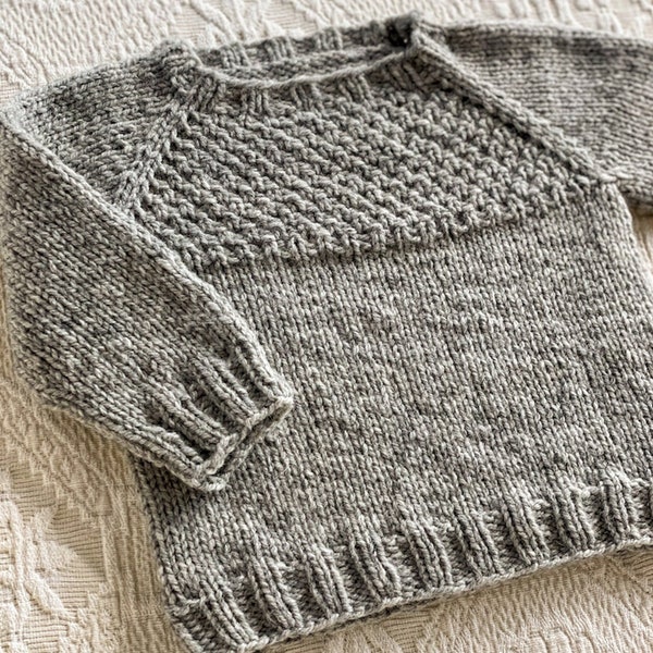 Simple sweater knitting pattern, knitting pattern textured sweater, unisex sweater, teen sweater (3mo to 16yo) - Mellow Sunday