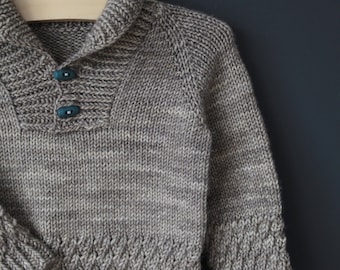 Knitting Pattern Shawl Collar Sweater Boy Sweater Knitting Pattern Baby and Child Knitting Pattern 3 Months to 8 Years Boy Sweater Etsy