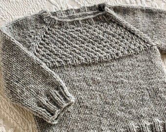 Simple sweater knitting pattern, knitting pattern textured sweater, unisex sweater, teen sweater (3mo to 16yo) - Mellow Sunday