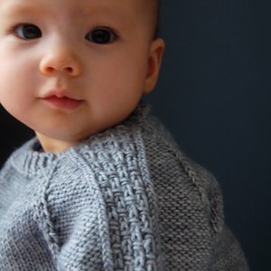 Textured sweater knitting pattern, top-down seamless knitting pattern, knitting pattern boy, (sizes 3 months to 8 years) - Sagano