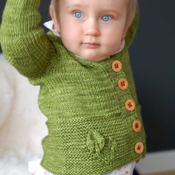 Petites Feuilles Cardigan PDF knitting pattern