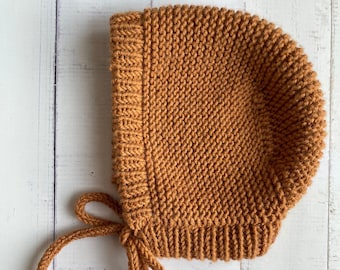 Knitting Pattern baby bonnet, knitting pattern baby hat, Newborn Toddler and Child - Garter bonnet