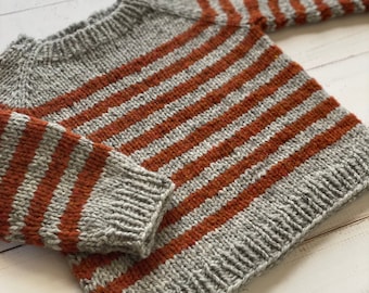 Striped sweater knitting pattern, knitting pattern Breton sweater, nautical sweater, teen sweater (3mo to 16yo) - Crozon