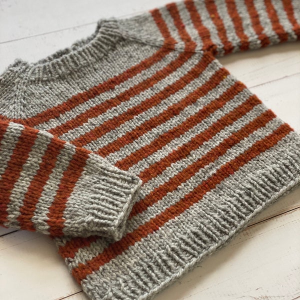 Striped sweater knitting pattern, knitting pattern Breton sweater, nautical sweater, teen sweater (3mo to 16yo) - Crozon