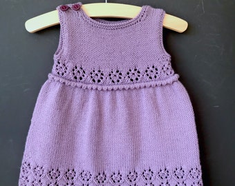 Knitting pattern easy lace dress, knitting pattern girl, vintage romantic knitting pattern - Lilac Frock