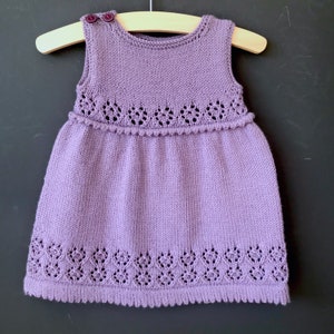 Knitting pattern easy lace dress, knitting pattern girl, vintage romantic knitting pattern Lilac Frock image 1