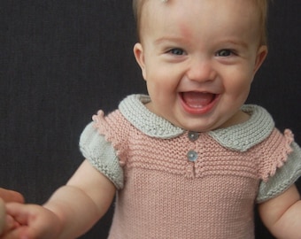 Knitting pattern baby dress, knitting pattern girl, puffed sleeves, Claudine Layered Dress and Top