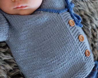 Knitting pattern baby, knitting pattern wrap cardigan, for babies and children - Merci wrap crossover cardigan