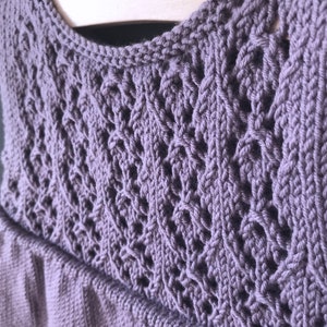 Knitting pattern easy lace dress, knitting pattern girl, vintage romantic knitting pattern Lilac Frock image 3