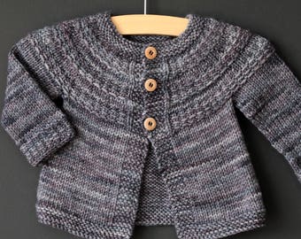 Textured cardigan knitting pattern for baby and child, top down seamless cardigan knitting pattern (sizes 3 months to 8 years) - Hyphen