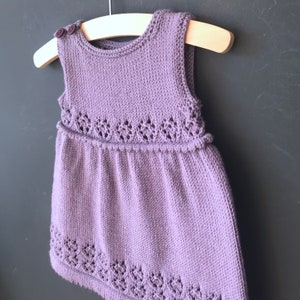 Knitting pattern easy lace dress, knitting pattern girl, vintage romantic knitting pattern Lilac Frock image 2