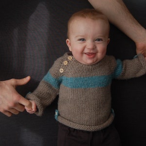 Knitting Pattern top-down seamless sweater for babies, simple baby sweater knitting pattern (3 months to 24 months) - Baltic Baby Sweater