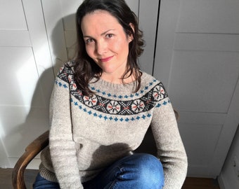 Crossroads Adult colorwork sweater PDF knitting pattern