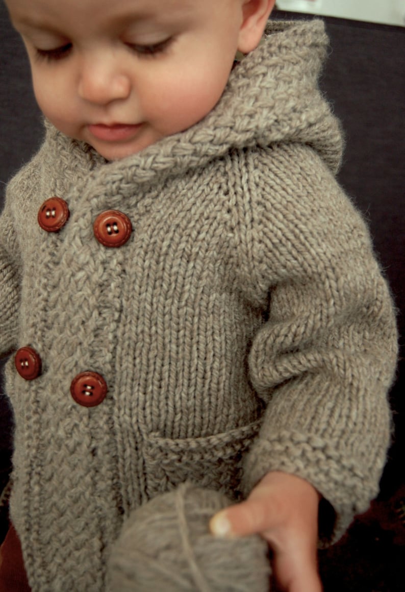 Knitting pattern double breasted baby coat with hood knitting Etsy