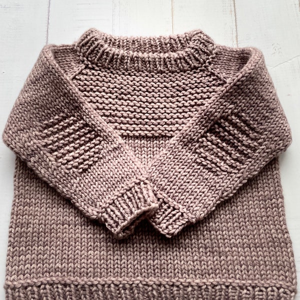 modern sweater knitting pattern, easy seamless knitting pattern, unisex sweater, teen sweater (3mo to 16yo) - Breather