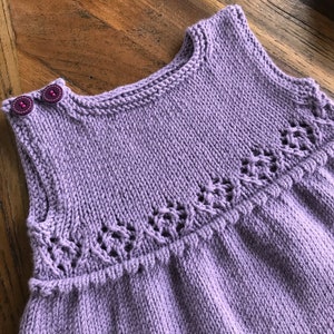 Knitting pattern easy lace dress, knitting pattern girl, vintage romantic knitting pattern Lilac Frock image 5