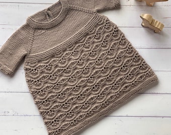 Knitting pattern easy lace dress, knitting pattern girl, vintage romantic knitting pattern - Ombelle