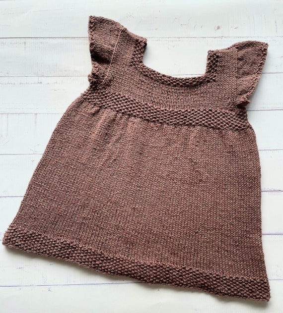 tunic dress knitting pattern Timeless with seed stitch, dress or for babies and girls, sizes 3mo to 10yo goldenhour