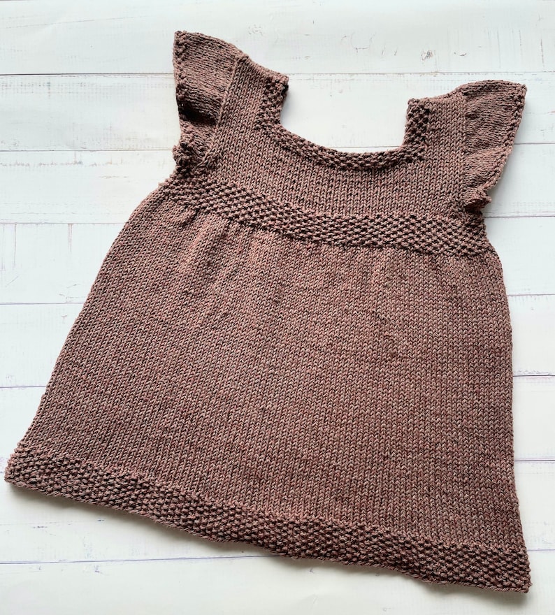 Timeless dress knitting pattern with seed stitch, dress or tunic for babies and girls, sizes 3mo to 10yo Fable Dress image 1