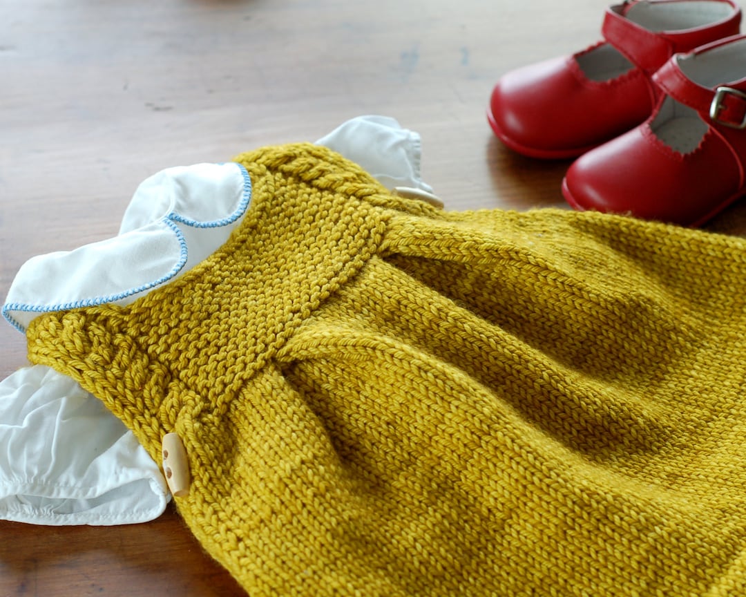 Knitting Pattern Pinafore Dress With Pleats, Dress Knitting Pattern, Baby Girl Knitting Pattern