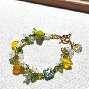 Lemonade fruit jewelry, cute lemon bracelet, lemon head floral bracelet, summer jewelry for holiday vacation, bohemian bead, gift for her