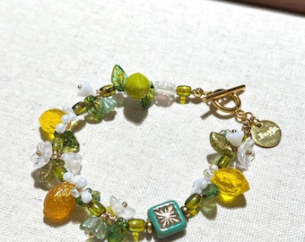 Lemon Bracelet: Bohemian Fruit Jewelry, Summer Vacation Gift
