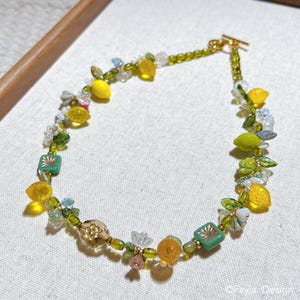 Citroenketting: bohofruitsieraden met transparantgele kralen