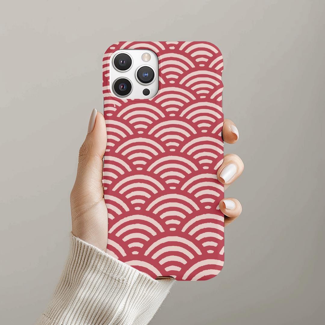 Japanese Red Wave Pattern Tough Phone Case iPhone Samsung Galaxy Google ...