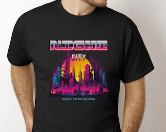 Camiseta Cyberpunk Night City, camiseta gráfica unisex para turistas, camiseta urbana retro, camisetas futuristas, camiseta de estilo streetwear, camiseta Cyberpunk 2077 (ideal para regalo).