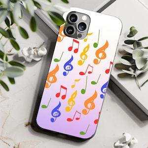 Music Note Tough Phone Case Musicians Gift Colorful Protective Phone Cover Cute Musician Accessories Gift for Musician Case Music Cover
