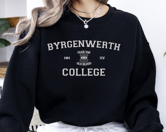 Bloodborne Sweatshirt Byrgenwerth College Varsity Style Cotton Gift for Dark Souls Fan Unisex Sweater Video Game Sweatshirt Gift Shirt
