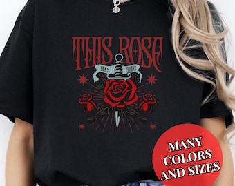 Rose Tshirt Empowering Tee Gift for Her Cotton Shirt Floral Graphic Tee Women&#39;s Empowerment Shirt Birthday Gift Rose Thorns Oversized Tee
